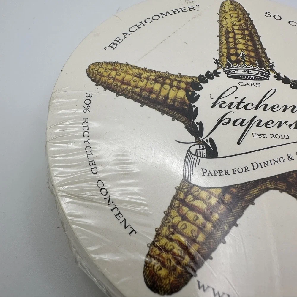 Cake Kitchen Papers Starfish Coasters - Cream Nautical Beach Surf Beachcomber